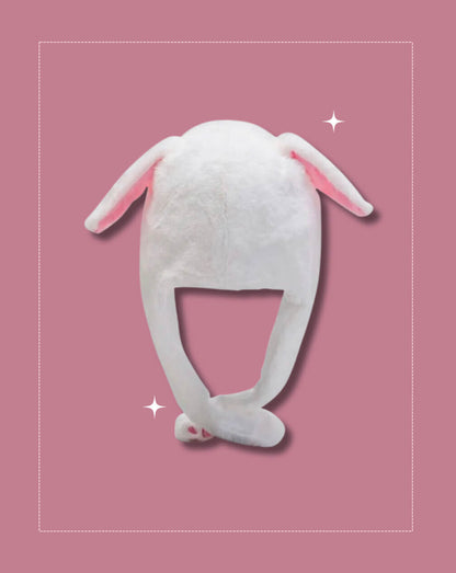 White Kpop Bunny Moveable Ears Headband