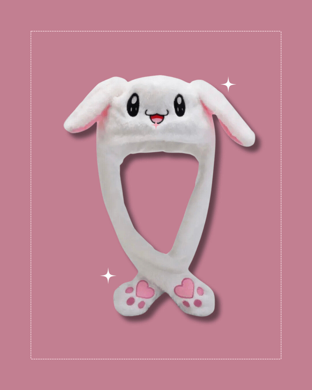 White Kpop Bunny Moveable Ears Headband