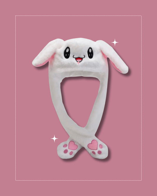 White Kpop Bunny Moveable Ears Headband