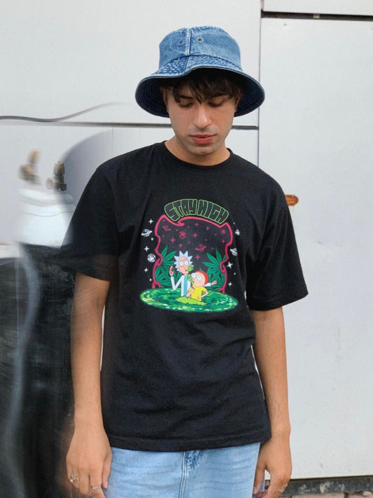 Rick and Morty "Stay High" Oversized Drop Shoulder Tee