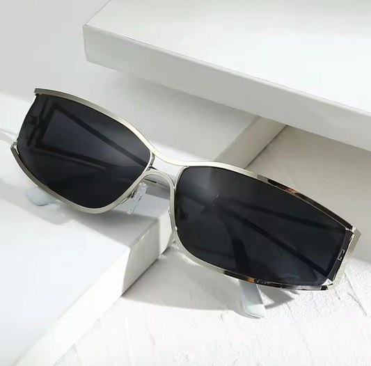 Silver & Black Sleek Rectangular Sunnies