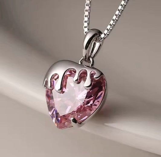 Pink Lava Heart Necklace