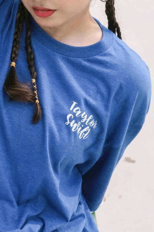 Taylor Swift "Karma Is A Cat" Oversized Drop Shoulder Blue Tee